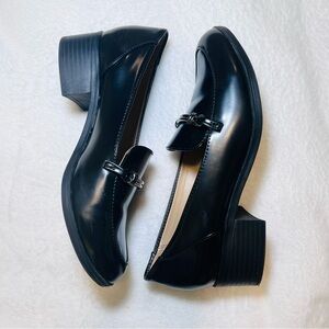 Naturalizer Naples Block Heel Loafer - Black Brushoff - Size: 6